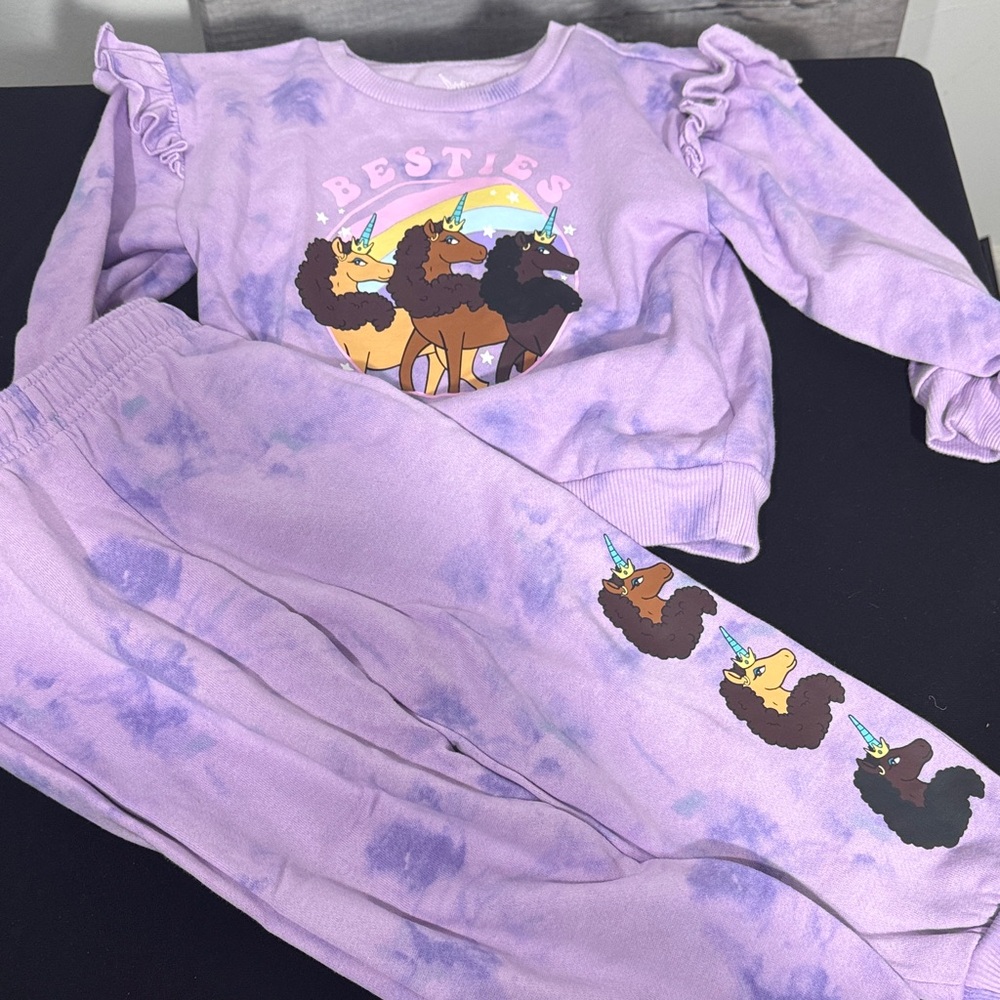 Kids Unicorn Besties Matching Set - Purple